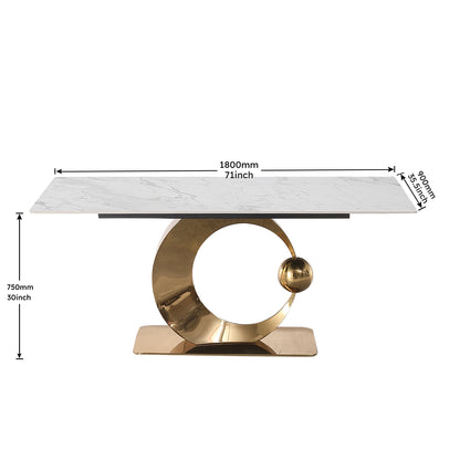 Elegant Stone Dining Set: Carrara White Edition