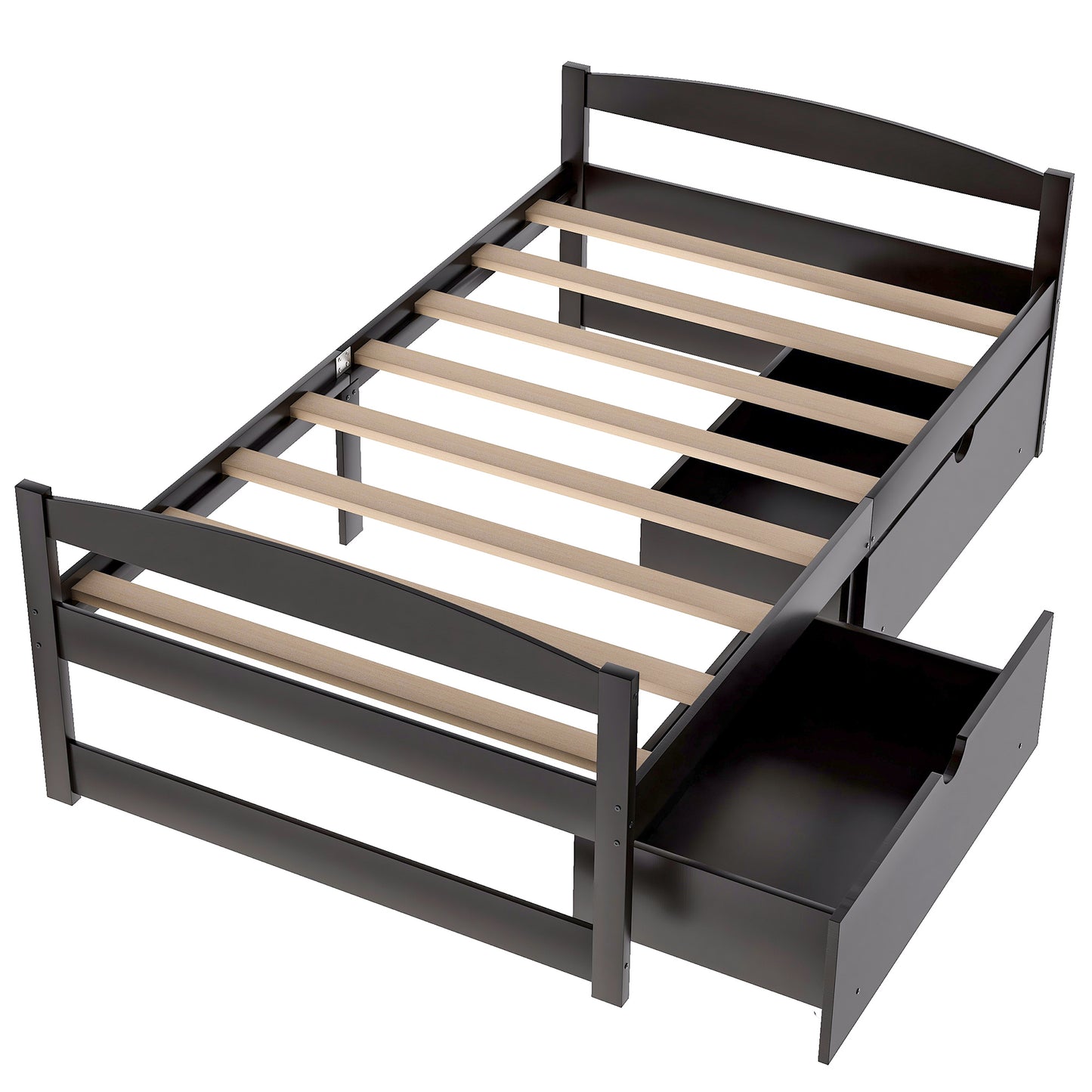 Espresso Dream Twin Platform Bed with Dual Drawers