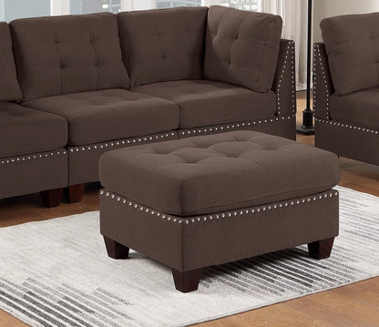 Tufted Fabric Ottoman - Coffee