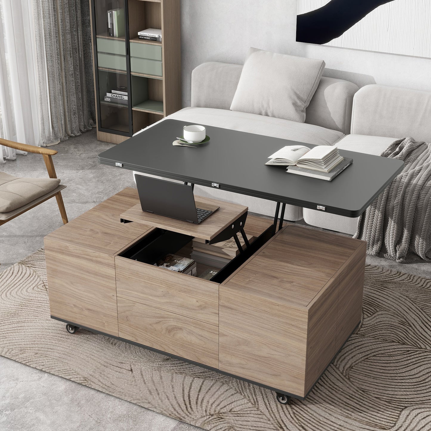 Regalia Modern Lift Top Coffee - Walnut & Black