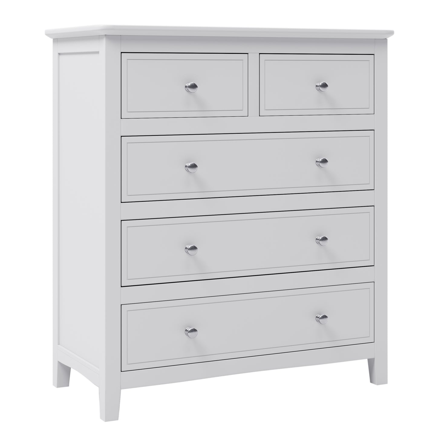 Elegant White Wood Chest with 5 Drawers