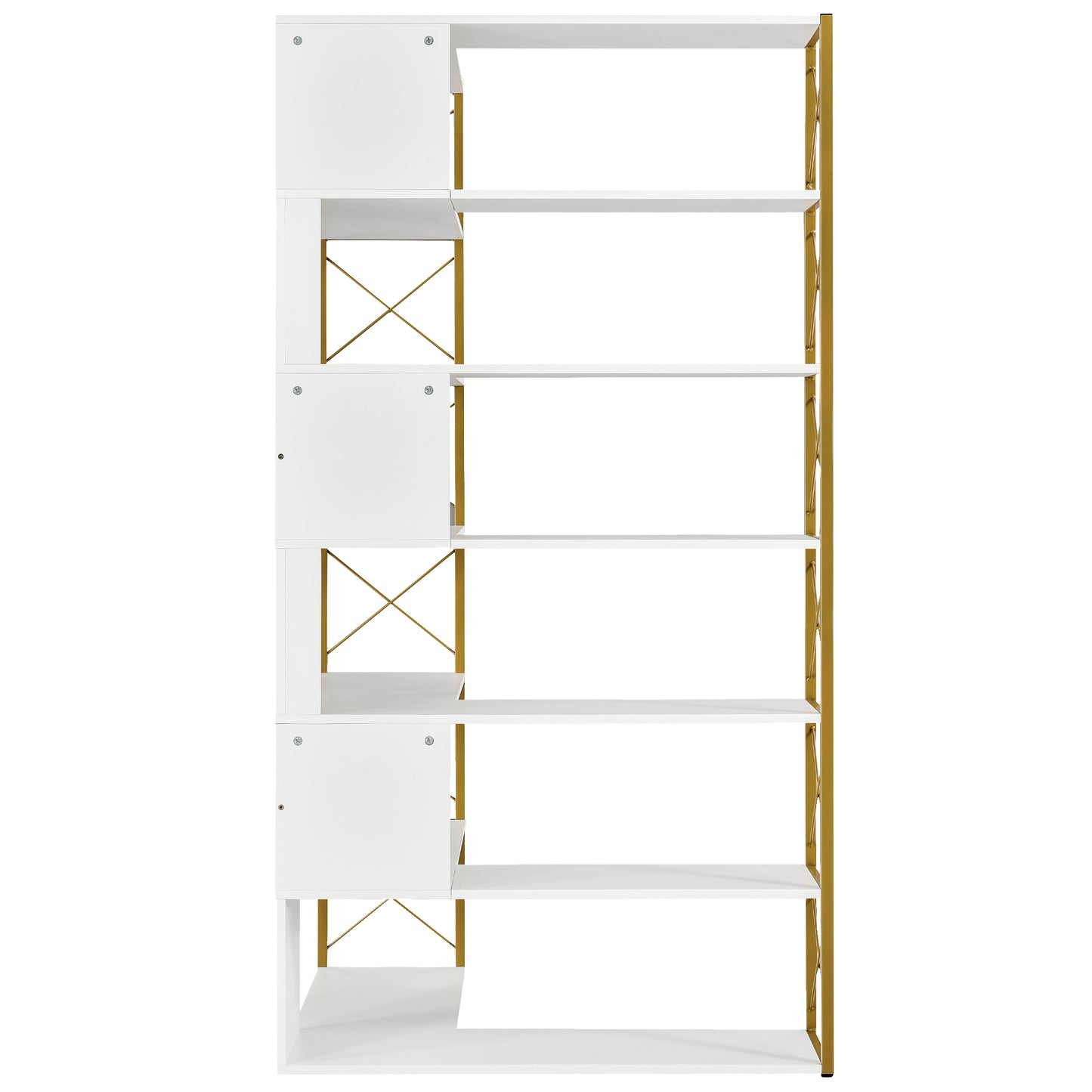L-Shaped Corner Bookcase - Golden+White