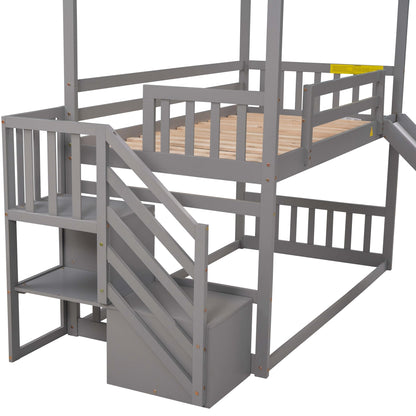 Slide and Store Twin House Bunk Bed