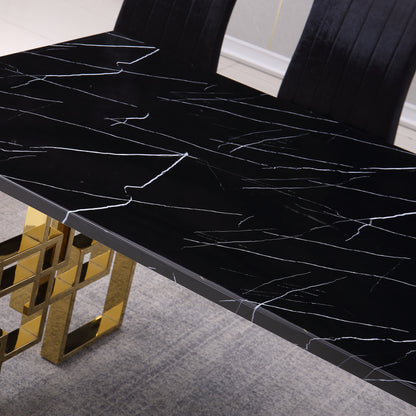 Elegant Gold Reflections Marble Table
