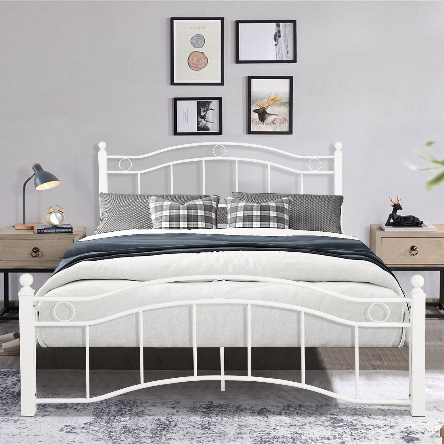 Royal Dream Queen Size Metal Bed Frame - White
