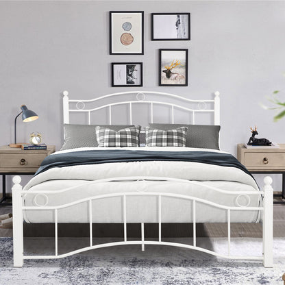 Royal Dream Queen Size Metal Bed Frame - White