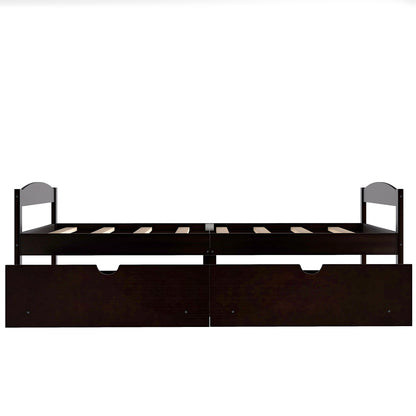 Espresso Dream Twin Platform Bed with Dual Drawers