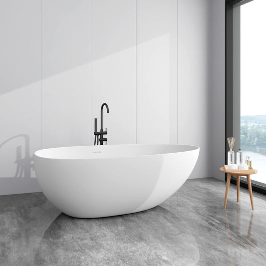 Avo 67" Solid Surface Freestanding Soaking Bathtub - Matte White