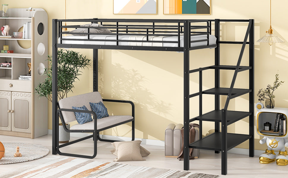 Black Beauty Loft Bed With Bench