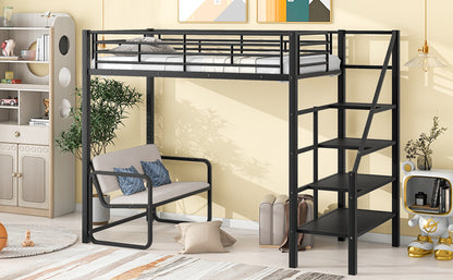 Black Beauty Loft Bed With Bench