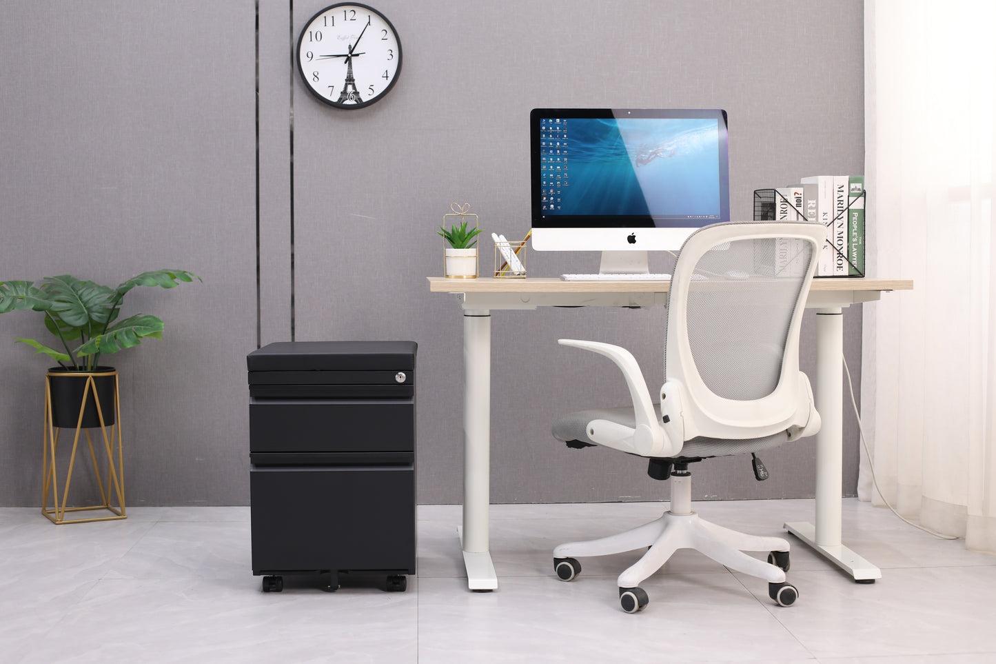 Swift Lock Mobile Storage Cabinet With Leather Cushion - Black