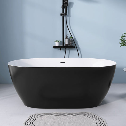 Nuvo 51" Acrylic Free Standing Oval Shape Soaking Tub - Matte Black