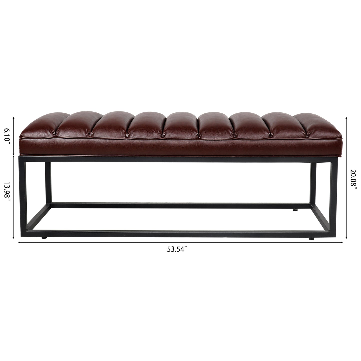 Metal Base Upholstered Bench - Dark Brown