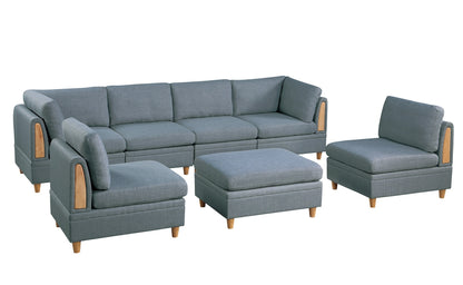 Wooden Legs Ottoman - Grey