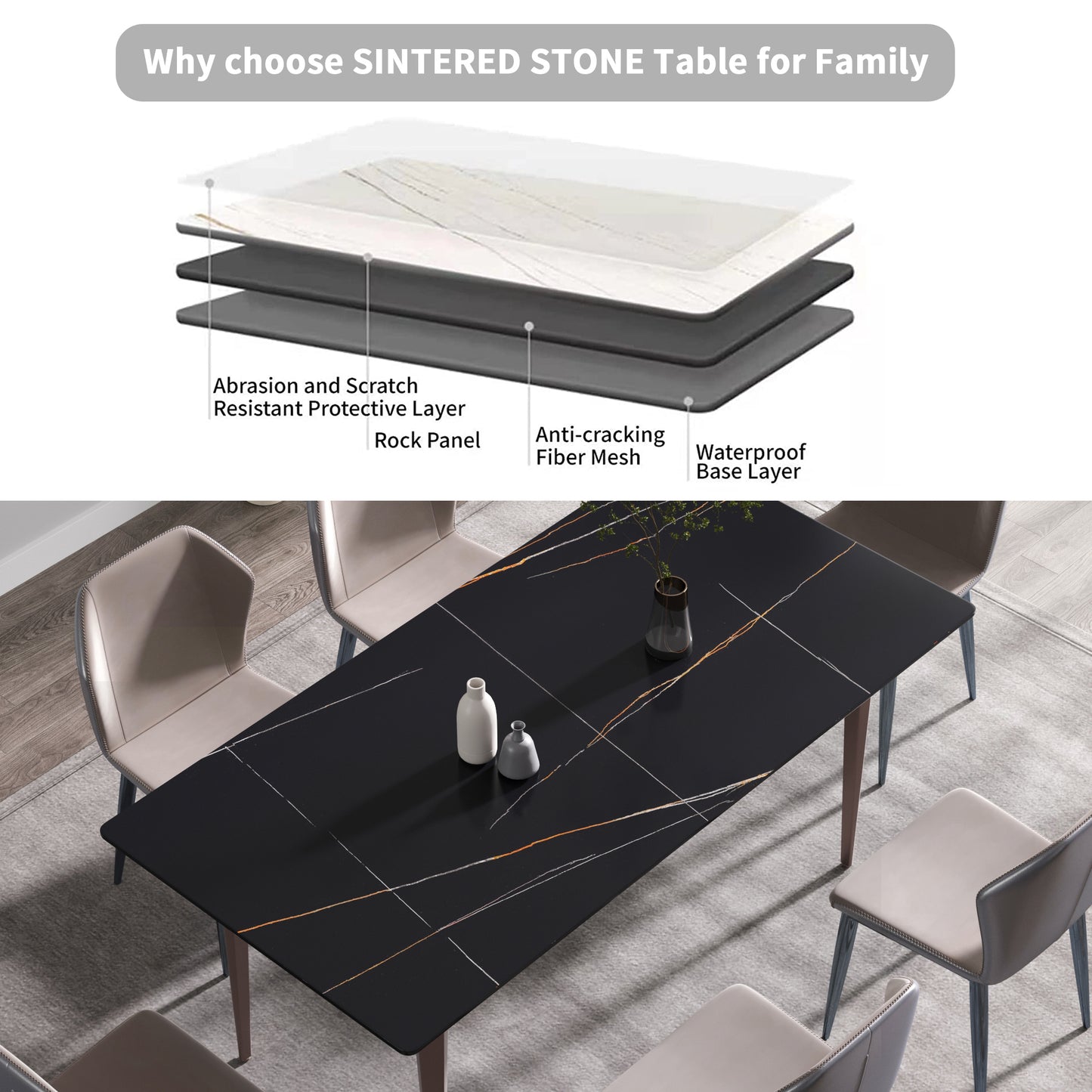 Elegant Ebony Dining Table