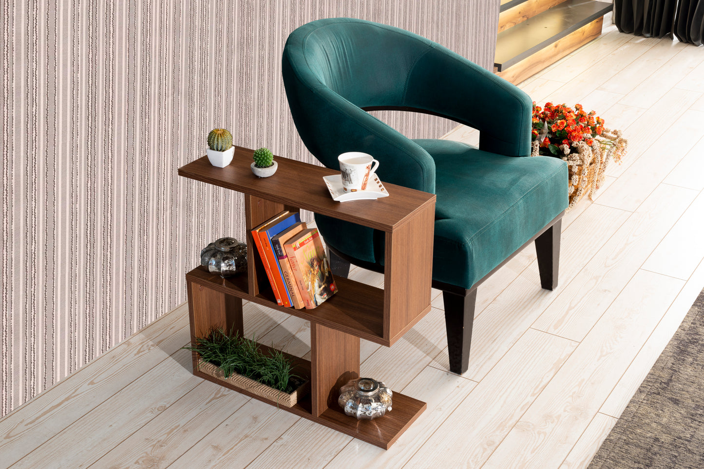 Alfa Chairside Table - Walnut