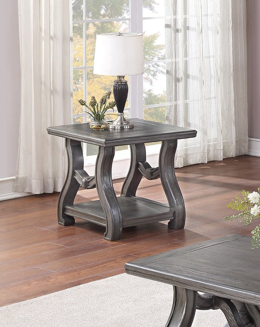 Silver Shimmer Open Shelf End Table