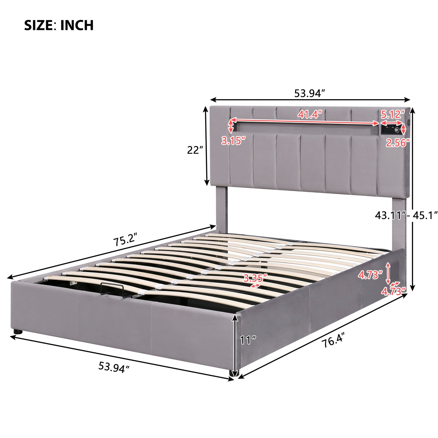 Luxury Dream Bed - Full Size with LED light, Bluetooth Player and USB Charging