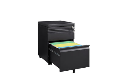 Swift Lock Mobile Storage Cabinet With Leather Cushion - Black