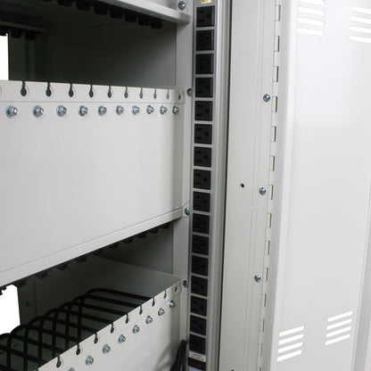 Mobile Charging Cart and Cabinet With Combination Lock - White