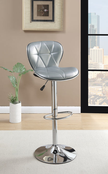 Daimon Faux Leather Adjustable Stool - Silver Set of 2