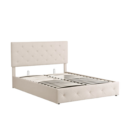 Cipher Queen Size Storage Platform Bed w Hydraulic System - Beige