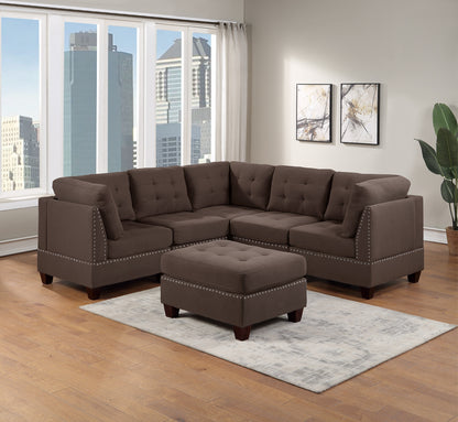 Tufted Fabric Ottoman - Coffee