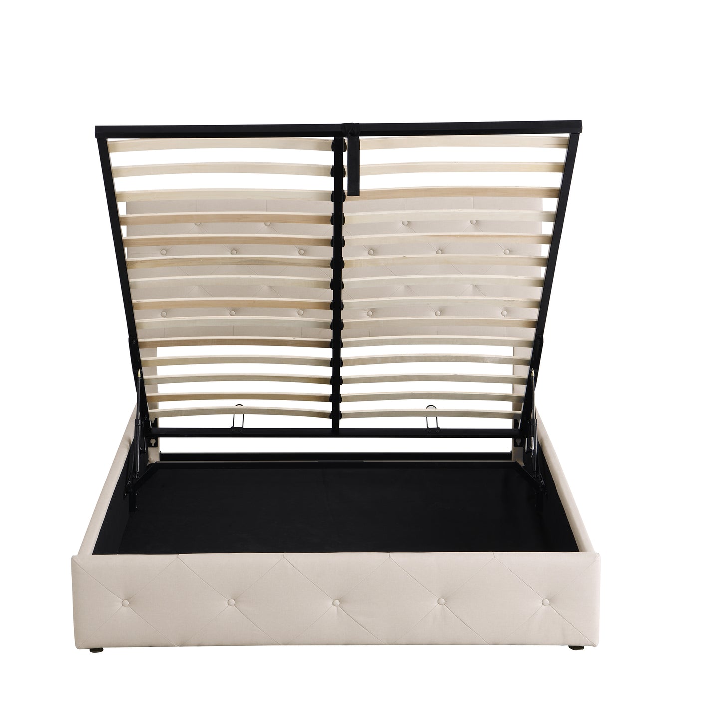 Cipher Queen Size Storage Platform Bed w Hydraulic System - Beige