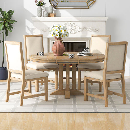 Alba 5pc Dining Set Extendable Table 4x Side Chairs - Natural