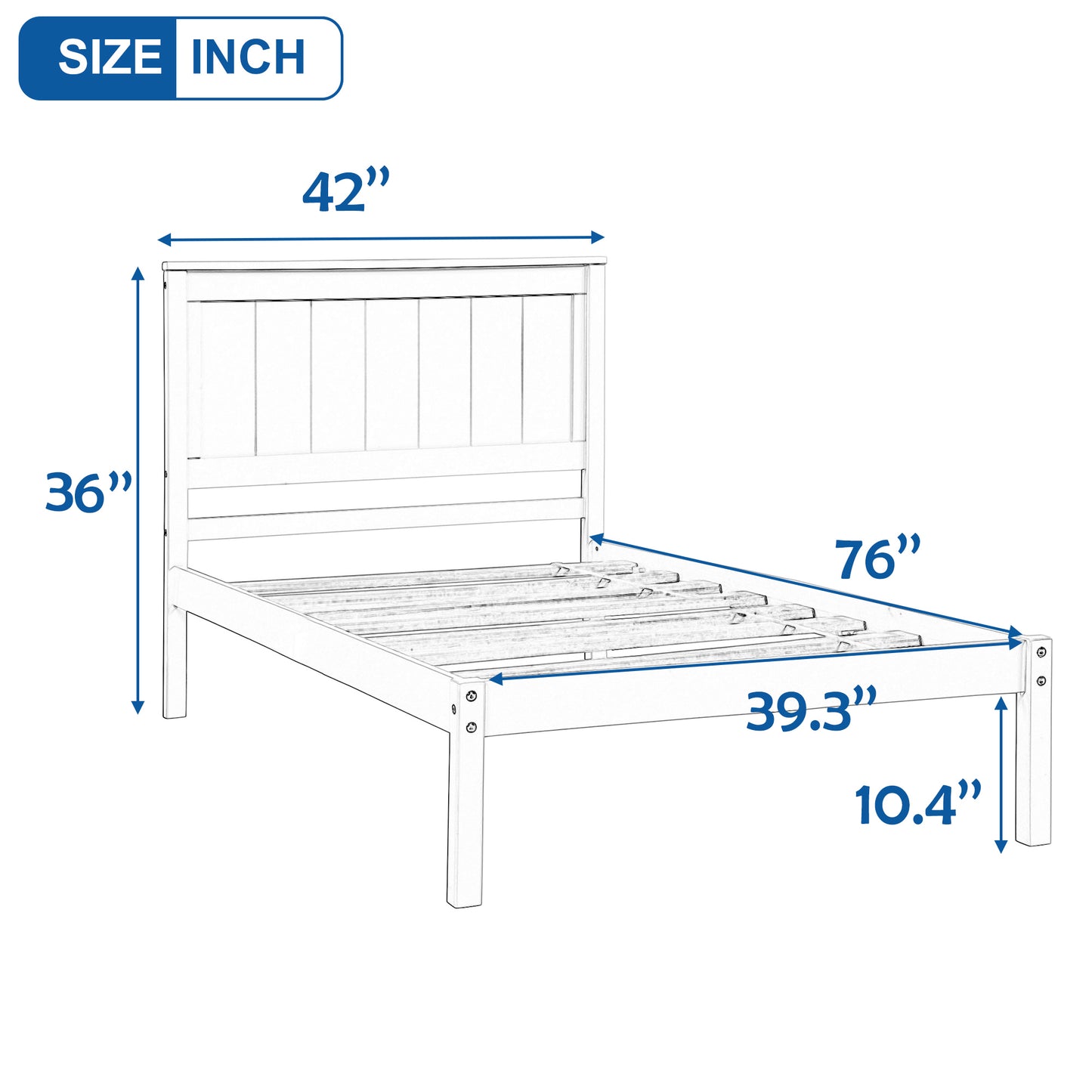 Rhoda Twin Size Platform Bed Frame - White
