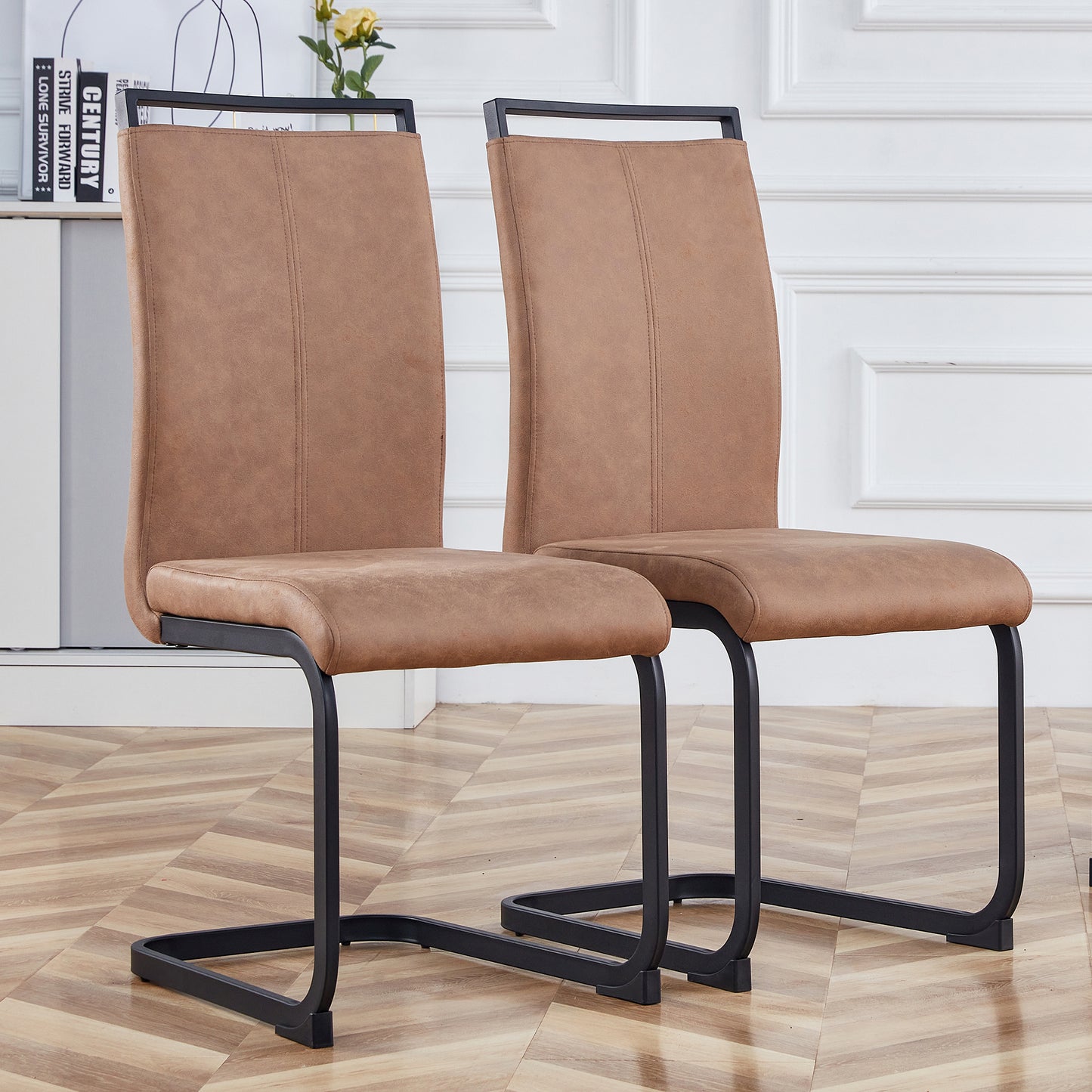 Alida Dining Chairs Metal Leg (Set of 2) - Brown