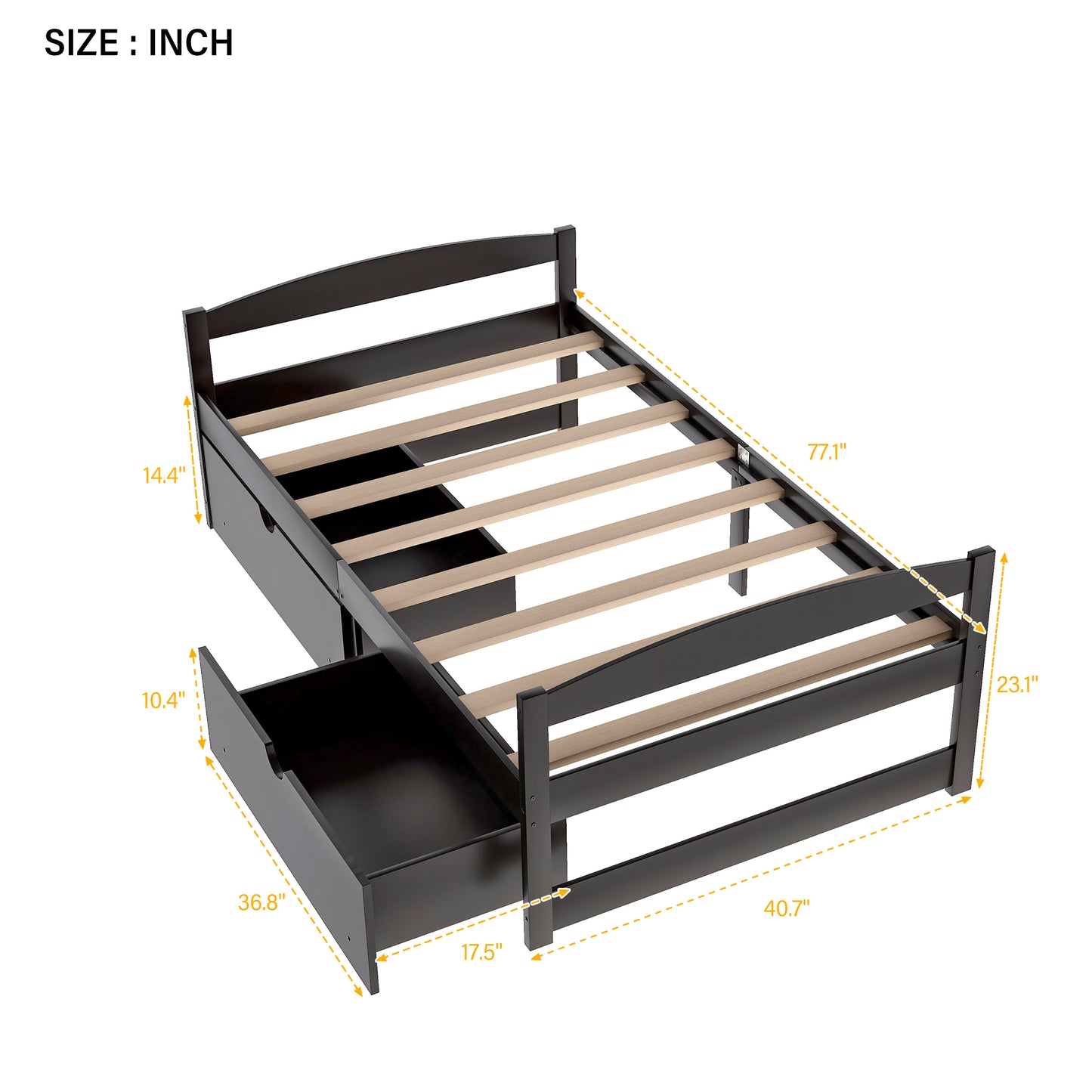 Espresso Dream Twin Platform Bed with Dual Drawers