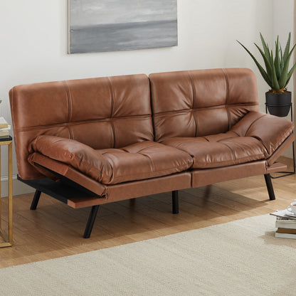 Futon Convertible Sofa Bed  - Brown PU