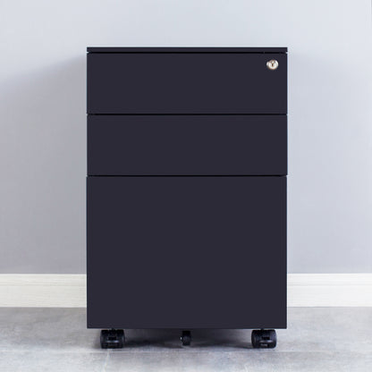 Compact 3 Drawer Mobile File Cabinet - Black