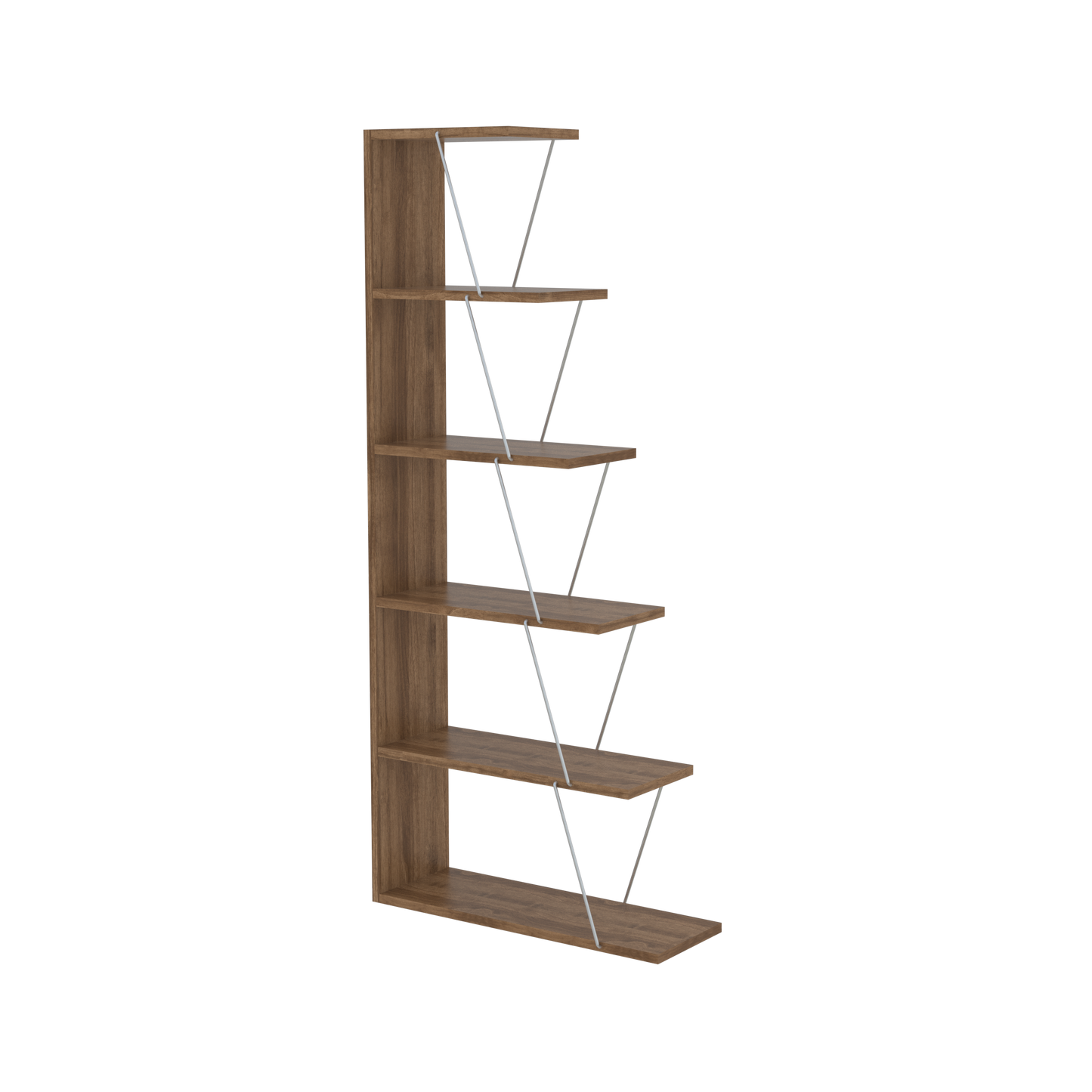 Modern Space-Saver  Ladder Bookshelf Organizer - Walnut