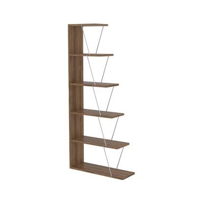 Modern Space-Saver  Ladder Bookshelf Organizer - Walnut