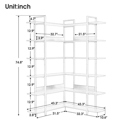 Stainless Steel Frame Corner 6-tier Shelves - Black