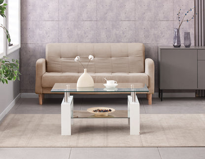 Pearl 2-Tier Coffee Table with Tempered Glass