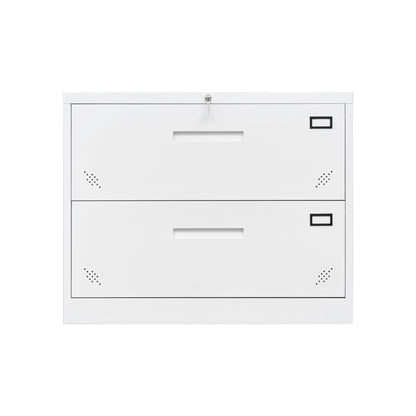 Metal Steel 2 Drawer Lateral Filing Cabinet - White