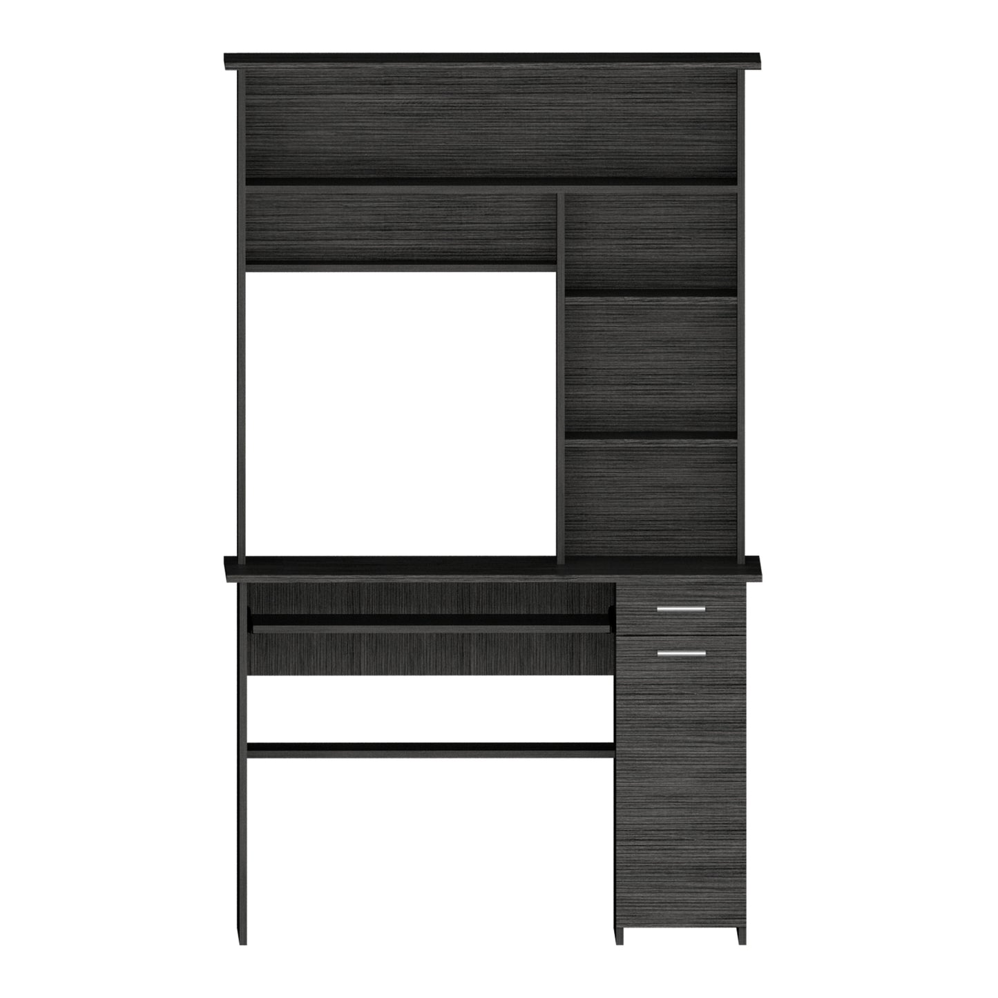 Smokey Oak 2-Drawer 7-Shelf Computer Desk with Hutch