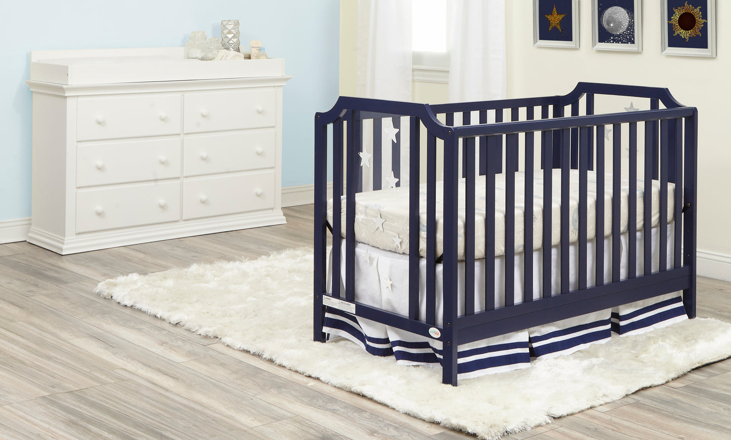 Nautical 3-in-1 Convertible Island Crib - Navy Blue