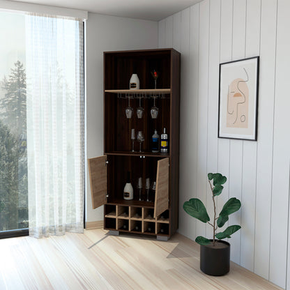 Corner Oak Bar Cabinet