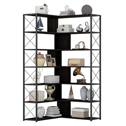 L-Shaped Corner Bookcase - Black