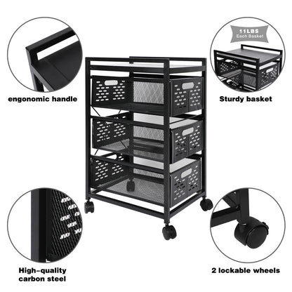 Mesh Steel Office File Cabinet - Black