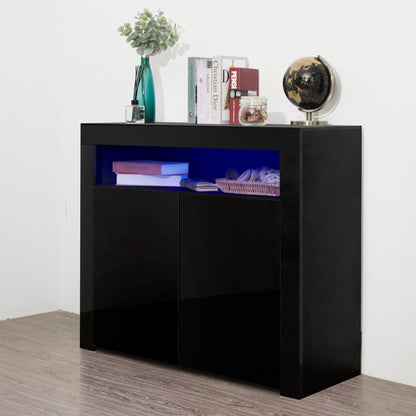 Glossy Glow Sideboard: Modern Storage Cabinet with LED Light