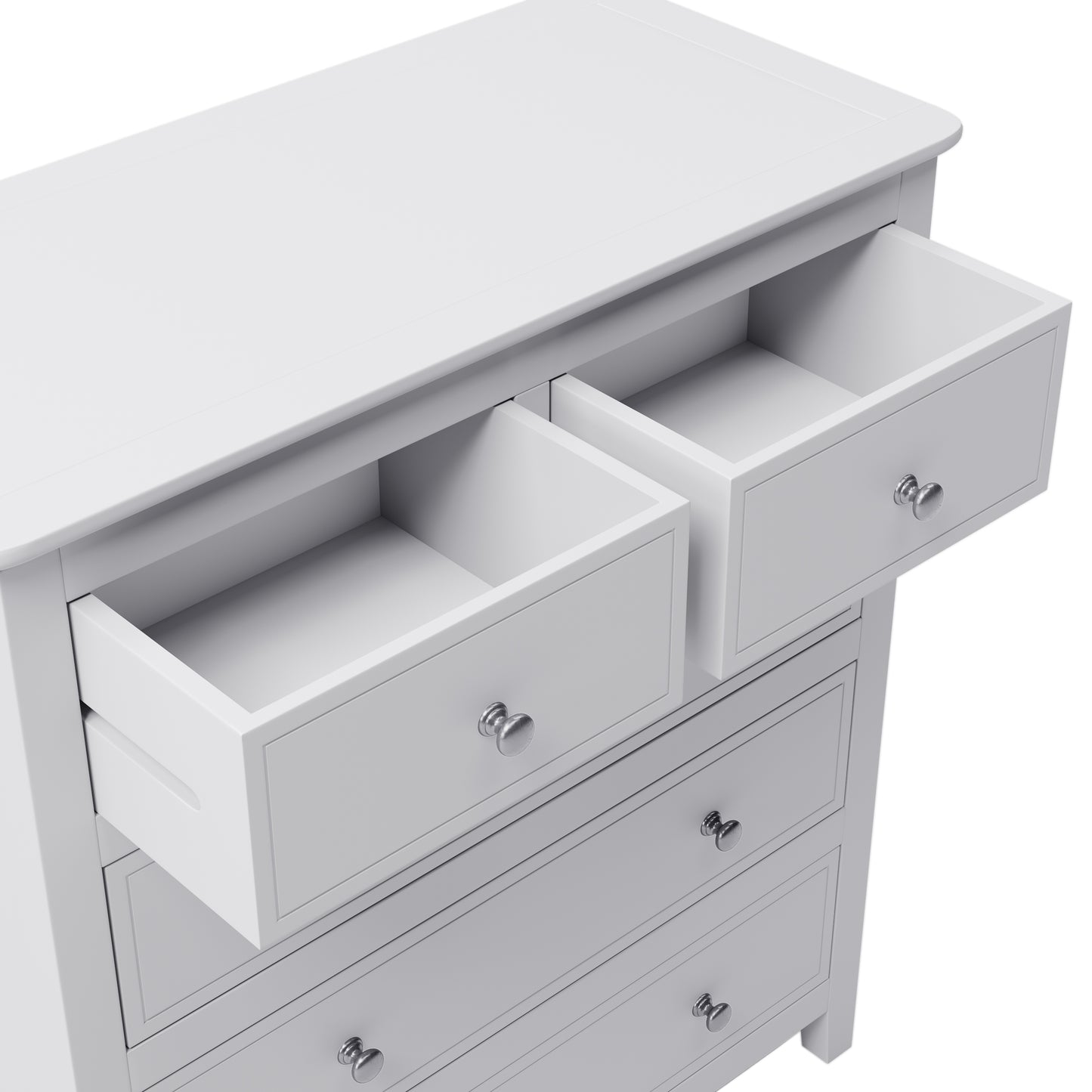 Elegant White Wood Chest with 5 Drawers