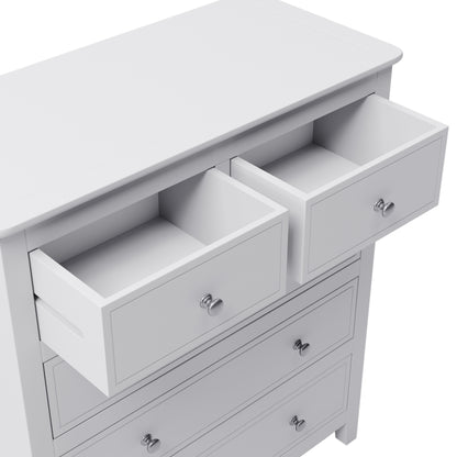 Elegant White Wood Chest with 5 Drawers