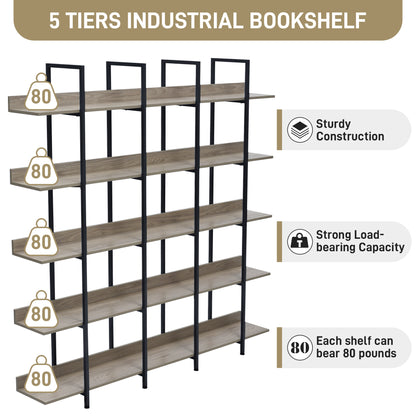 Vintage Metal Frame Bookshelf - Grey