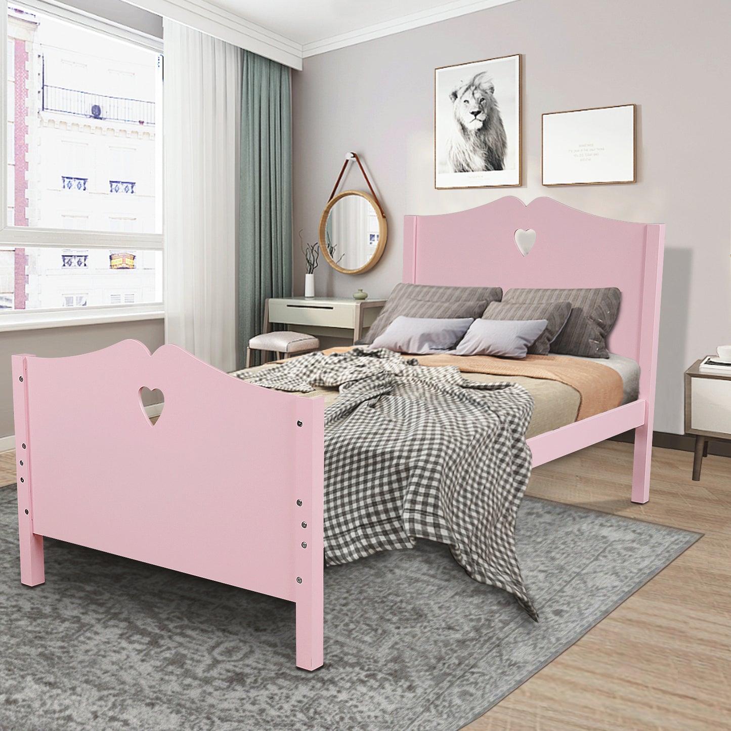 Pink Dreamwood Twin Platform Bed