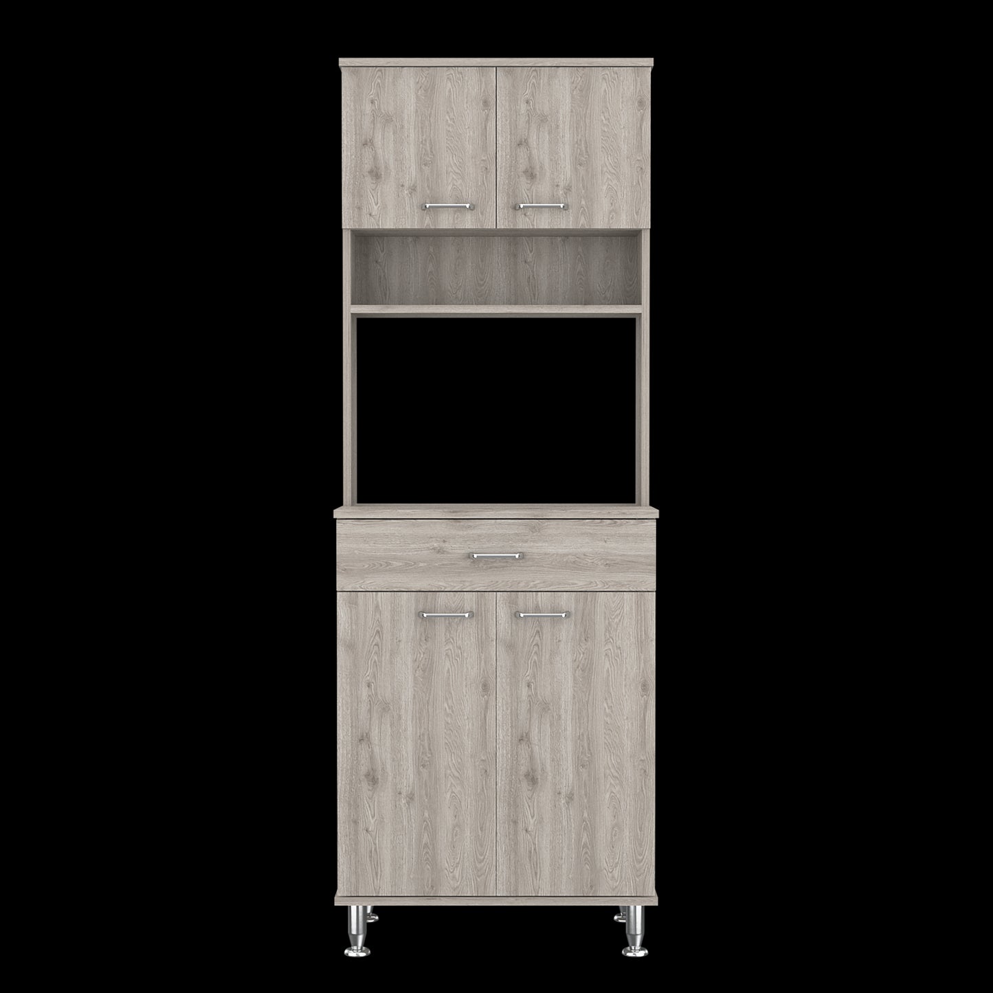 Santa 1-Drawer 1-Shelf Area Pantry with Adjustable Metal Legs - Light Grey